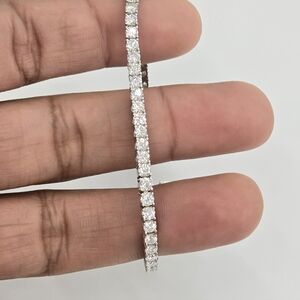 925 Sterling Silver Moissanite Diamond Tennis Braceler 3mm 7 Inches